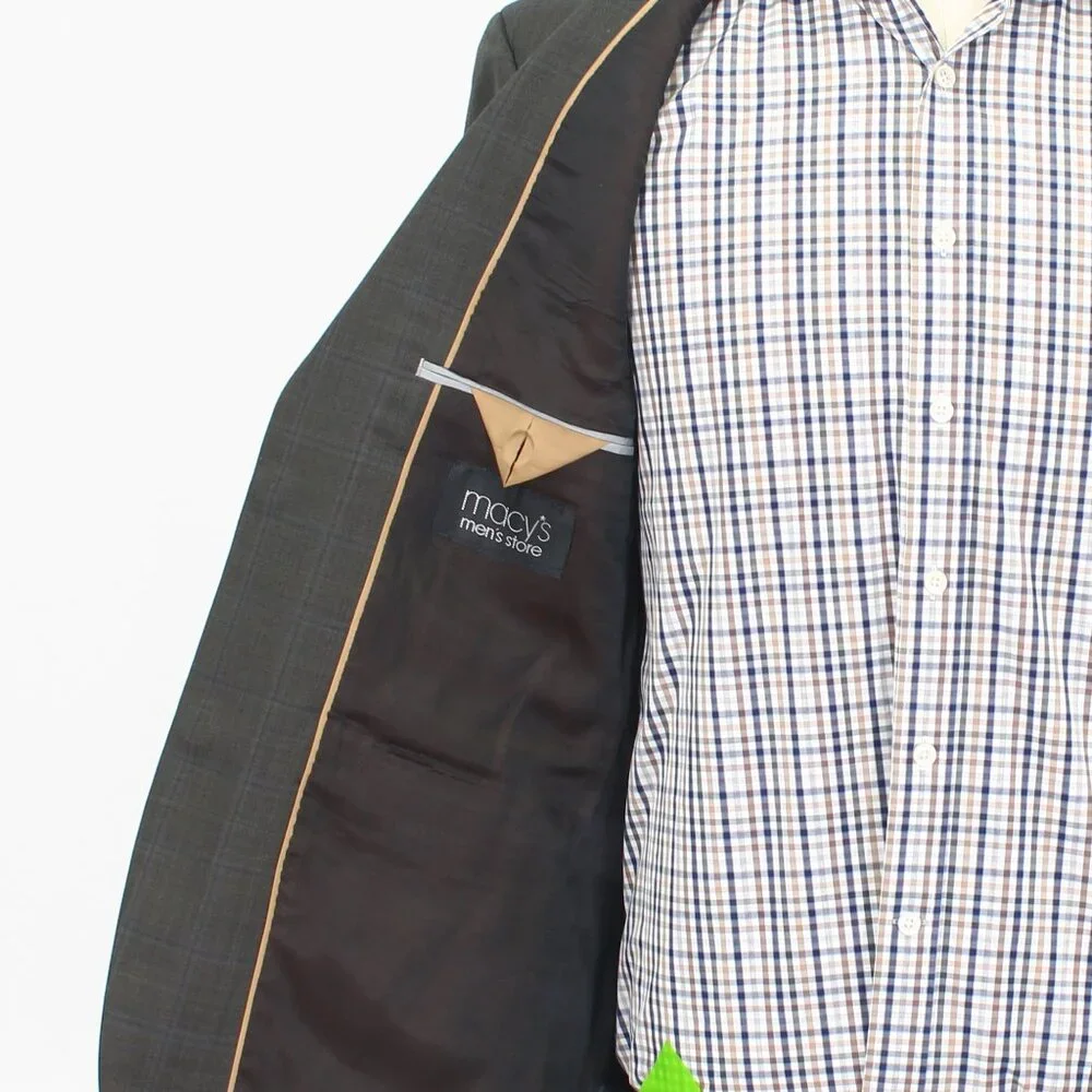 Michael Kors 38R Brown Blazer Sport Coat Jacket 2-Button Check Y237